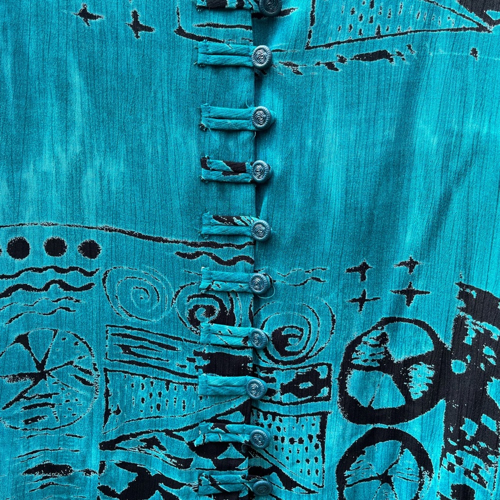 Vtg. Teal/Black Solitaire Pant Set - Picture 5 of 8